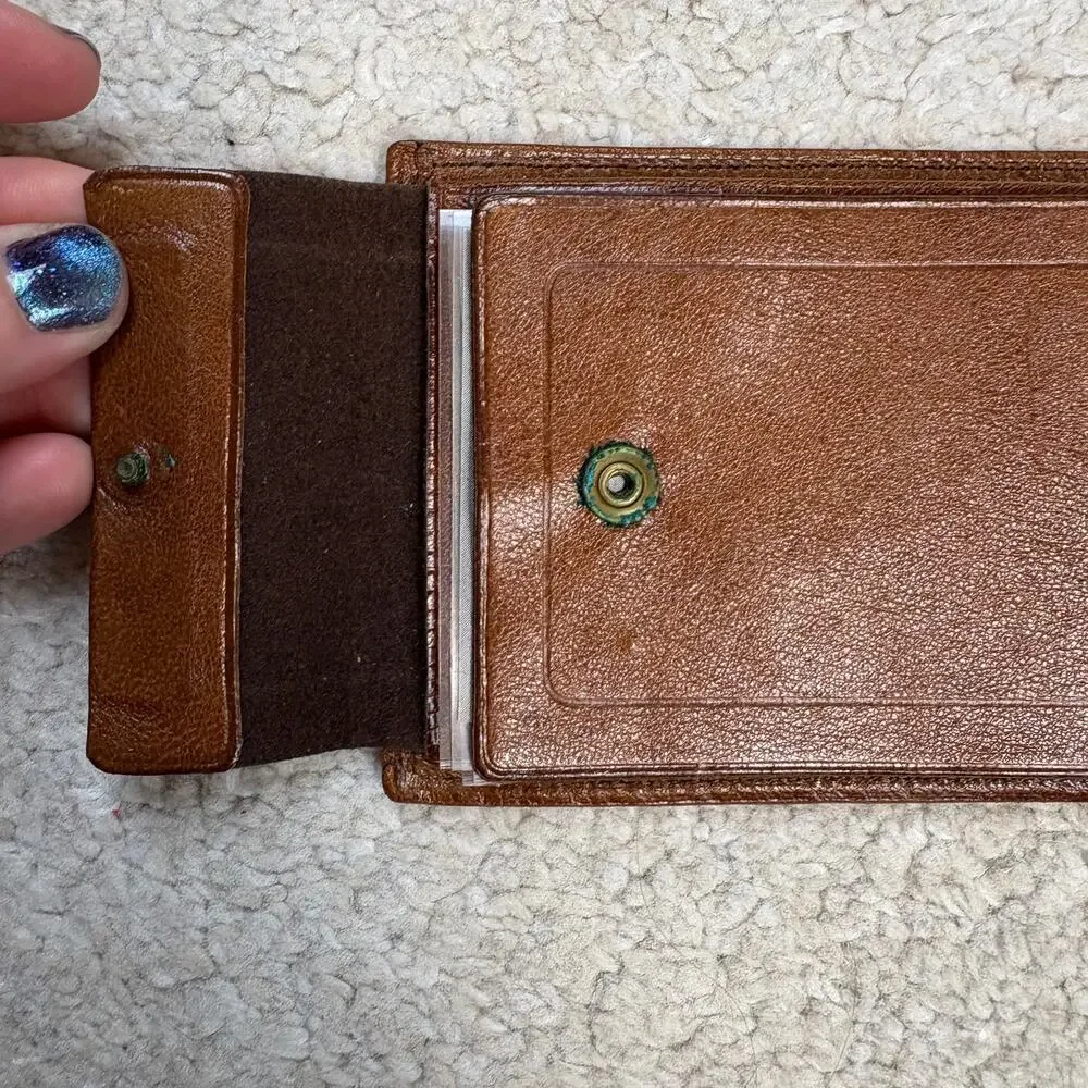 NIB Vintage Presentation Brown Hand Glazed Cabretta Leather Wallet
